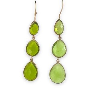 Peridot Hydro Quartz Triple Drop Earrings